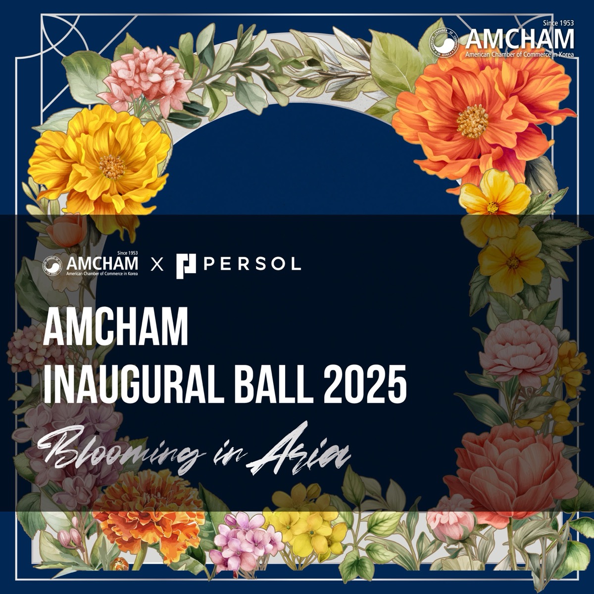 Artwork for the AMCHAM Inaugural Ball 2025, Blooming in Asia